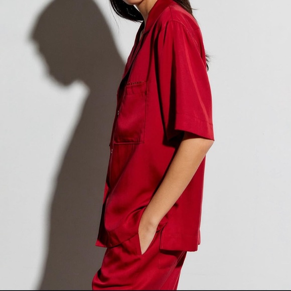 BOBBLEHAUS BH signature Tencel button up shirt in Chinese Red NWT - Picture 11 of 11